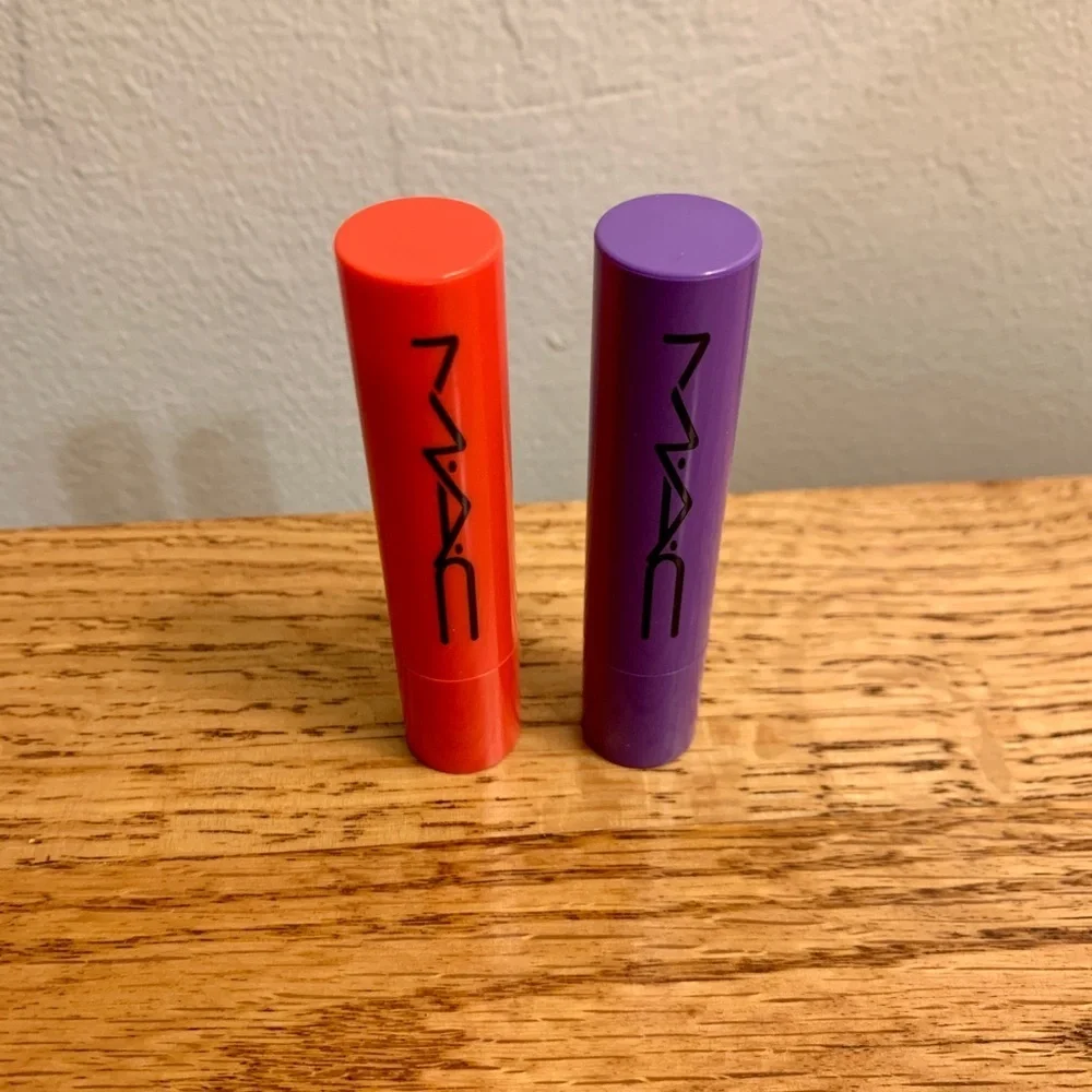 (2) M.A.C Squirt Plumping Gloss Stick VIOLET BETA HEAT SENSOR *USED* Set Purple